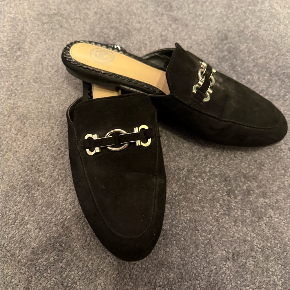 SO Black Loafers with Silver Accents